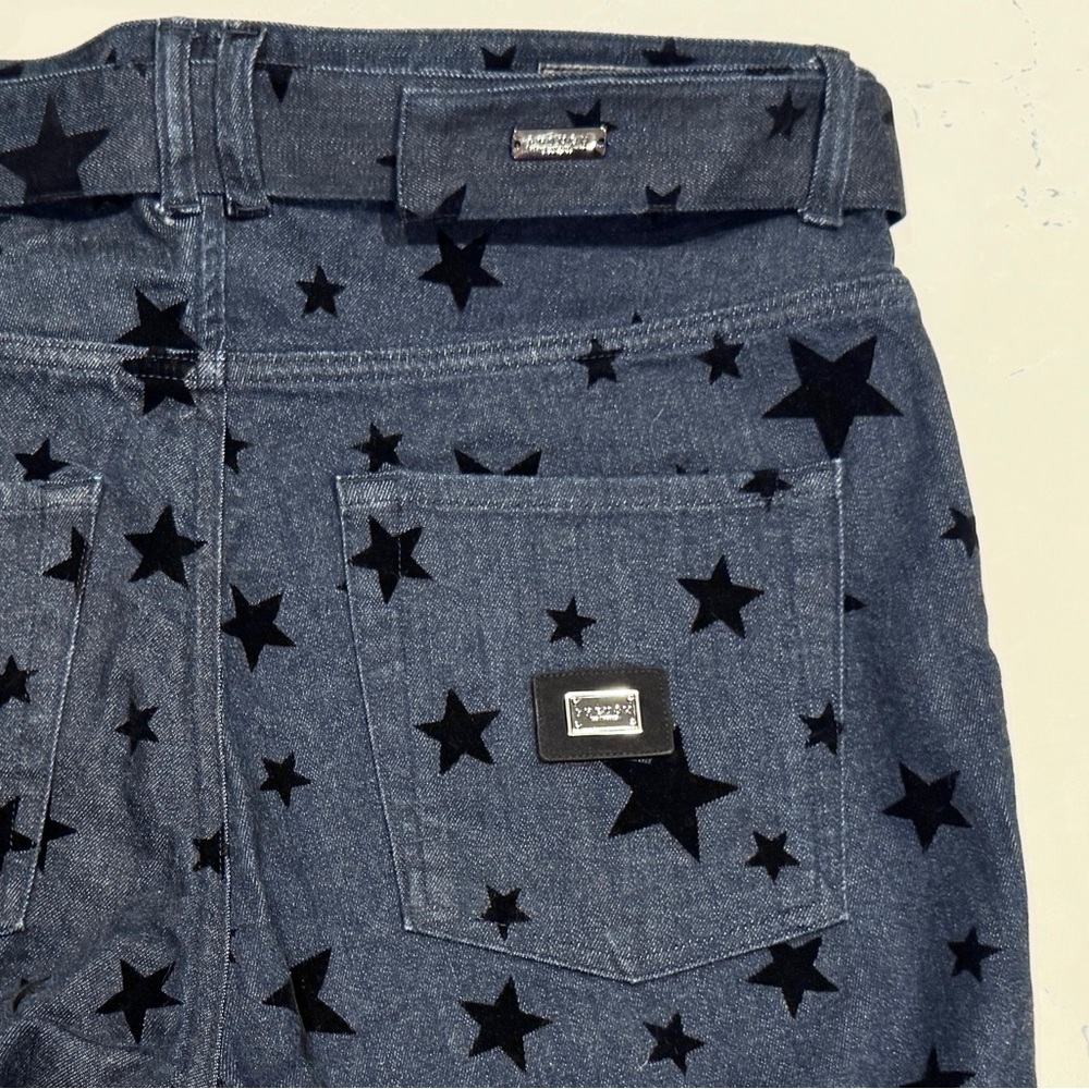 Phenom Los Angeles Men’s Rocker Blue Boot Cut Felt Stars Belt Jeans Waist 38 NWT - Picture 7 of 15